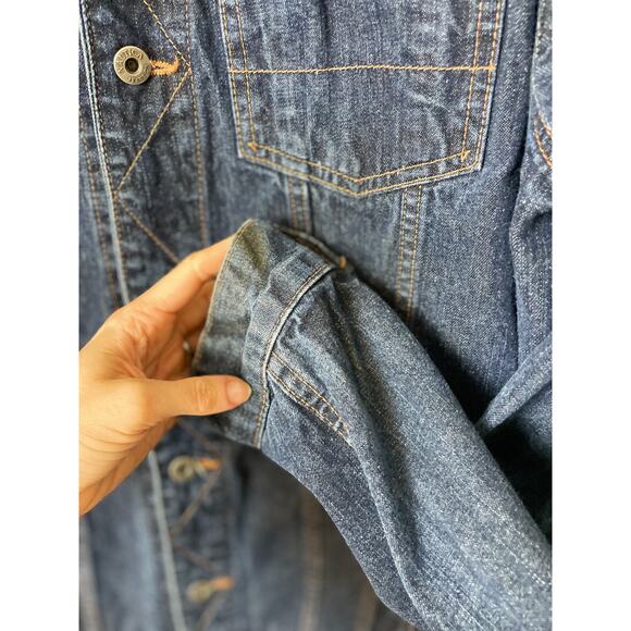 Vintage Men's Denim Trucker Jacket Size XXL Nautica Dark Denim Y2K Grunge - Picture 10 of 14